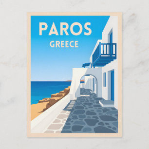 Postal Viajes retro vintage paros isla Grecia costa