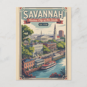 Postal Viajes Retro Vintage Savannah Georgia