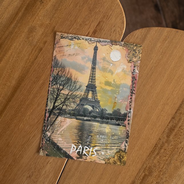 Postal Viajes románticos en París Francia (paris france vintage travel postcard)