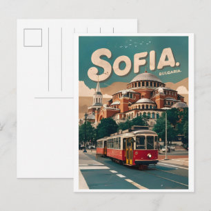 Postal Viajes Sofía, bulgaria regalos vintage, tranvía de