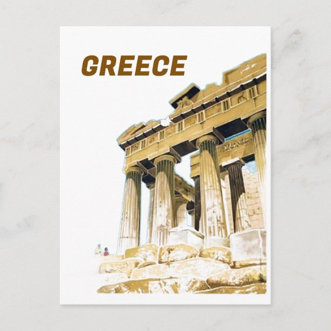 Postal Viajes Vintage Atenas Grecia Templo Parthenon (Anverso)