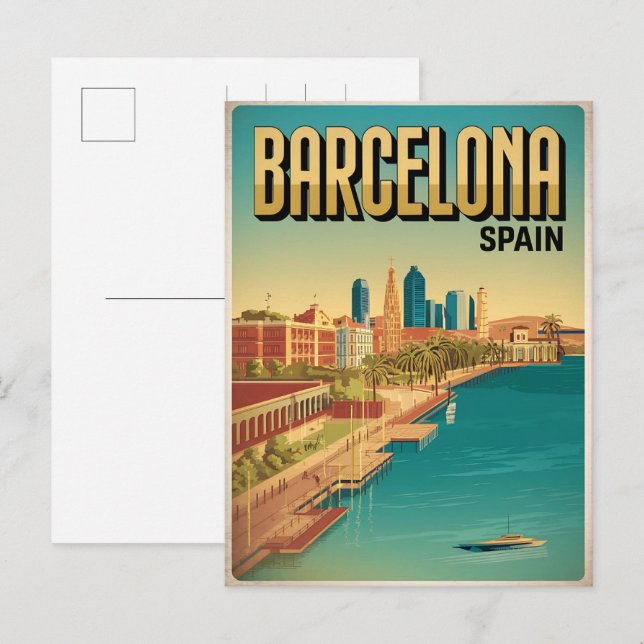 Postal Viajes vintage barcelona beacview gifts (Anverso / Reverso)