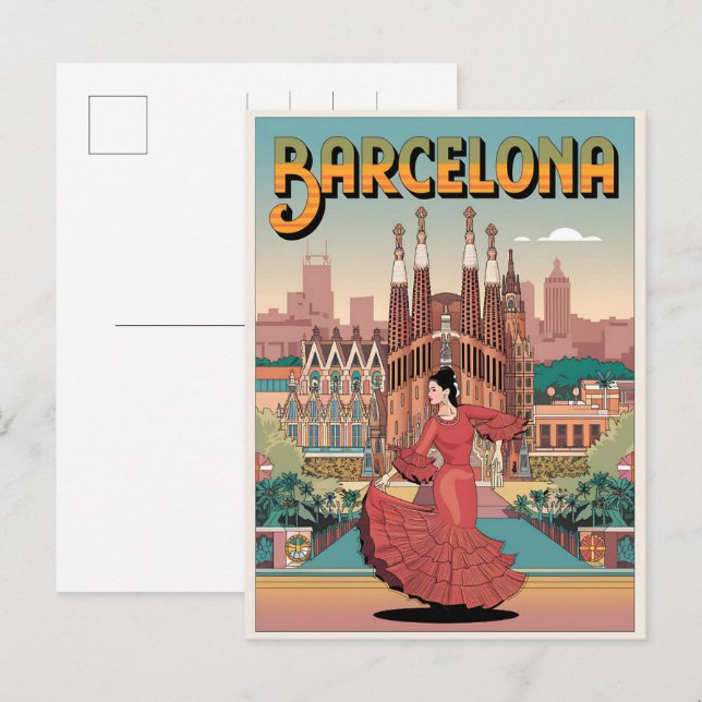 Postal Viajes vintage barcelona sagrada familia (Anverso / Reverso)