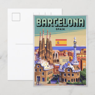 Postal Viajes vintage barcelona sagrada familia