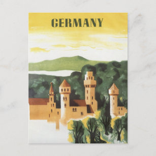 Postal Viajes Vintage, Castillo Alemán, Baviera Alemania