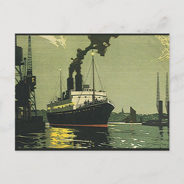 Postal Viajes vintage, crucero en puerto (Anverso)