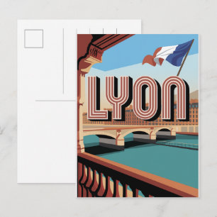 Postal Viajes vintage LYON ciudad francesa Rhône Alpes re