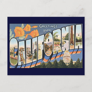 Postal Viajes vintage, saludos de lapidarios de Californi