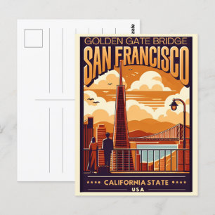 Postal Viajes Vintage San Francisco, regalos de pareja de