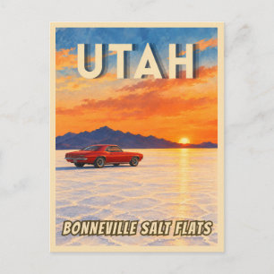 Postal Viajes Vintage Utah Atardecer en las Salinas de Bo