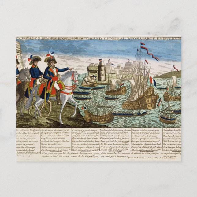 Postal Viajes y explosiones del General Bonaparte 1798 (Anverso)