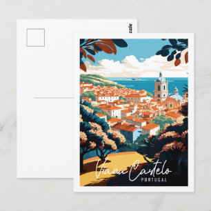 Postal Viana Castelo Portugal ilustracion de viajes vinta