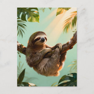 Postal Vibes de Animal de Jungla Perezoso Cute Tropical R