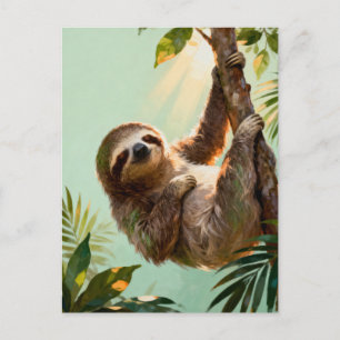 Postal Vibes de Animal de Jungla Perezoso Cute Tropical R