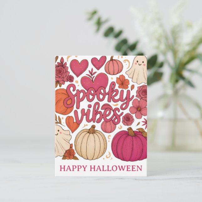 Postal Vibes fantasmales - Halloween (Anverso de pie)