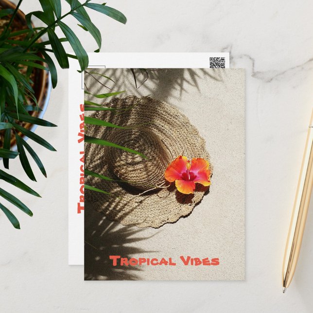 Postal Vibes tropicales Sunhat e Hibiscus (Subido por el creador)