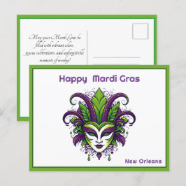 Postal 💚 💜 💛 vibración del Mardi Gras