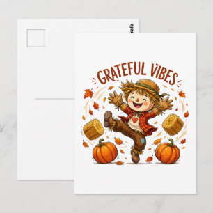 Postal Vibraciones Agradecidas Espantapájaros Otoño