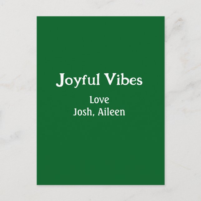 Postal Vibraciones alegres verde Navidad vacaciones amor  (Anverso)