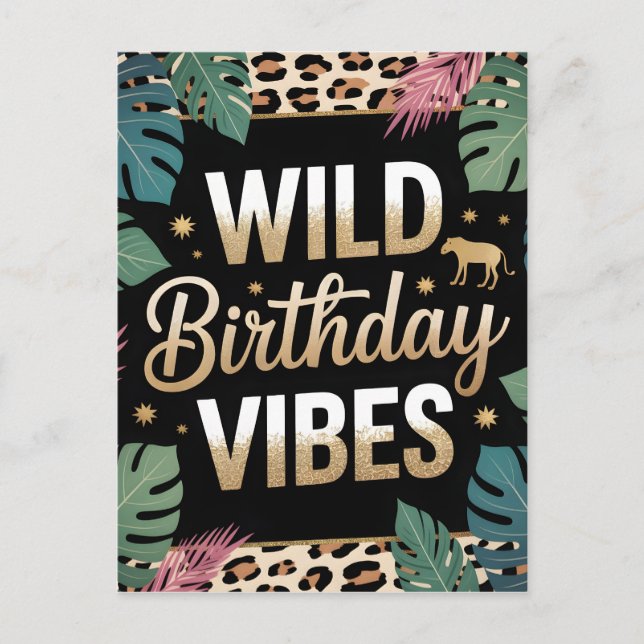 Postal Vibraciones de cumpleaños salvaje Gráfico: Tema de (Anverso)