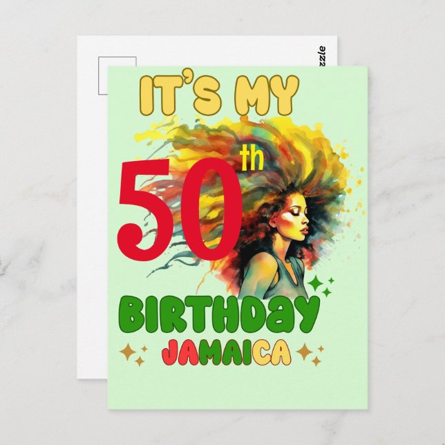 Postal Vibraciones de la Isla Jamaica Cumpleaños Chica Gr (Anverso / Reverso)