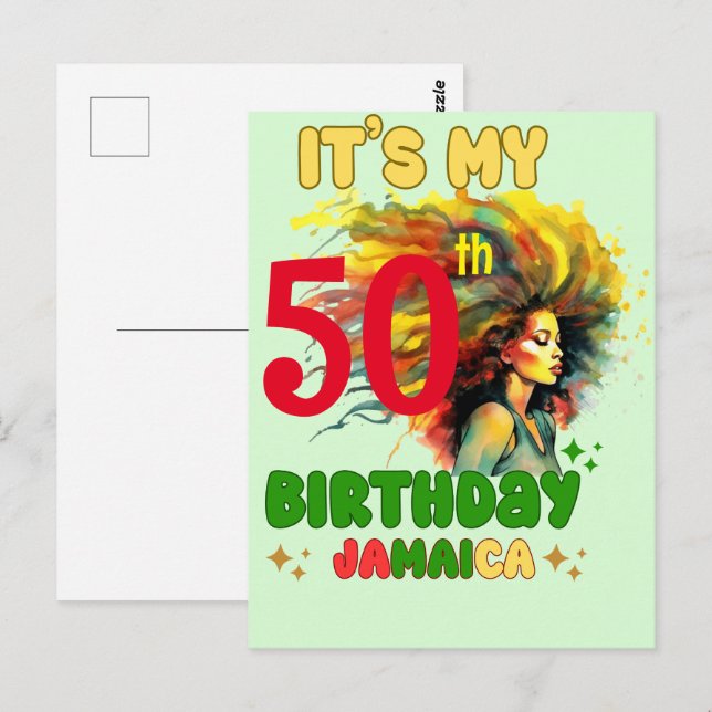 Postal Vibraciones de la Isla Jamaica Cumpleaños Chicas G (Anverso / Reverso)