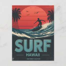 Postal Vibraciones de la puesta de sol de Hawái en surf