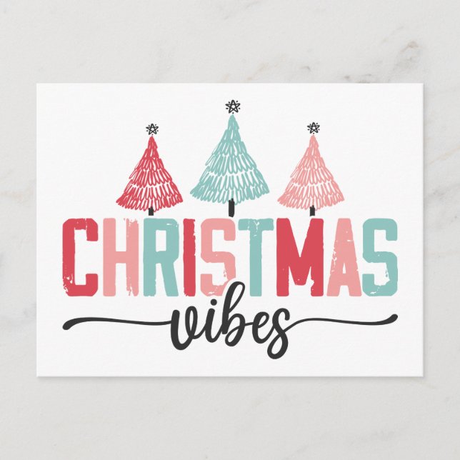 Postal Vibraciones de Navidad - Diseño festivo de árbol (Anverso)