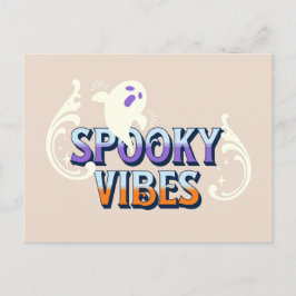 Postal Vibraciones espeluznantes de fantasma de Halloween