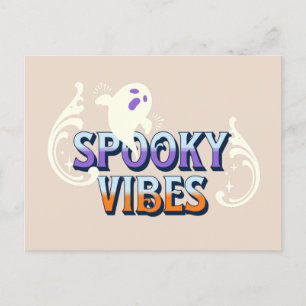 Postal Vibraciones espeluznantes de fantasma de Halloween