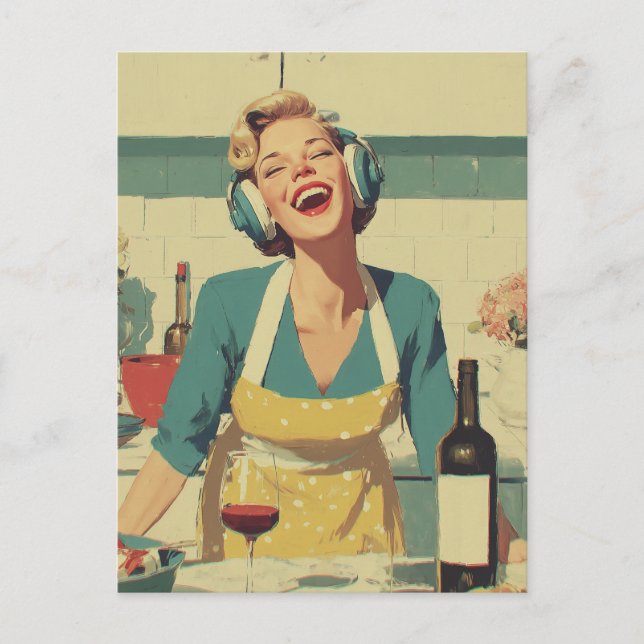 Postal Vibraciones Felices de Cocina Retro (Anverso)