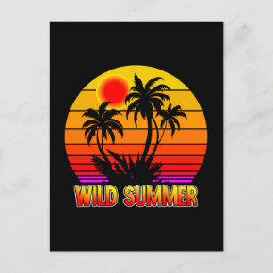 Postal Vibraciones Salvajes Retro de Verano con Diseño de
