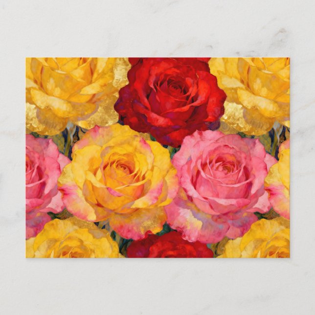 Postal Vibrant Blooming Roses (Anverso)