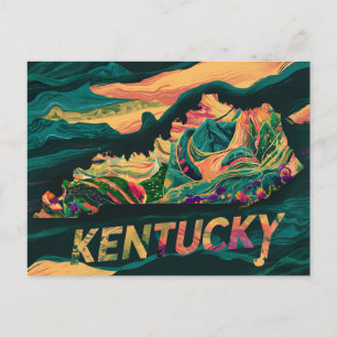 Postal Vibrant Kentucky Map Art