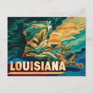 Postal Vibrant Louisiana Map Art