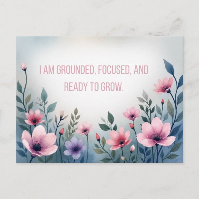 Postal Vibrant Pink Floral Embracing Growth Affirmation (Anverso)