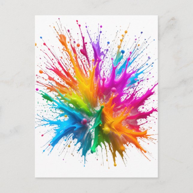 Postal Vibrant Rainbow Paint Splatter Explosion (Anverso)