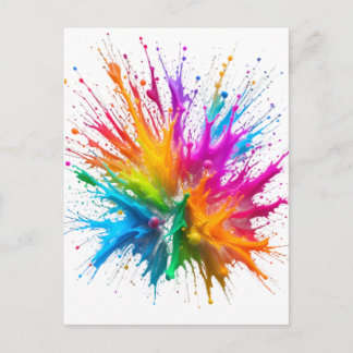 Postal Vibrant Rainbow Paint Splatter Explosion
