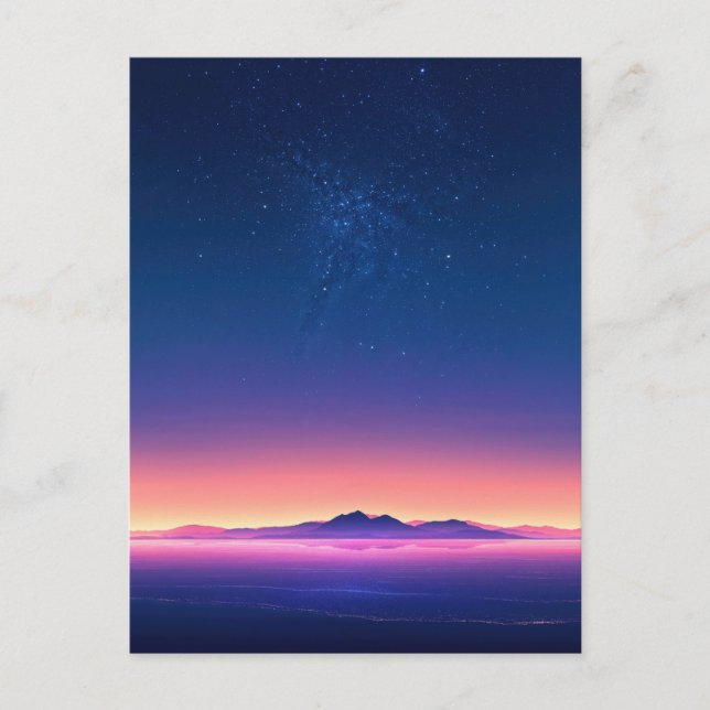 Postal Vibrant Starry Night Mountain Horizon (Anverso)