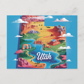Postal Vibrant Utah Conceptual Map Art
