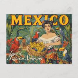 Postal Vibrant Vintage Style Mexico Tropical Travel