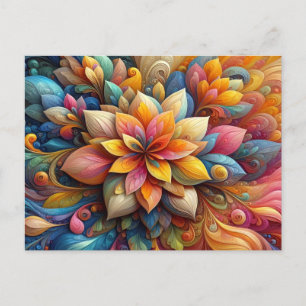 Postal Vibrante arte de textura de aceite de flores en 3D