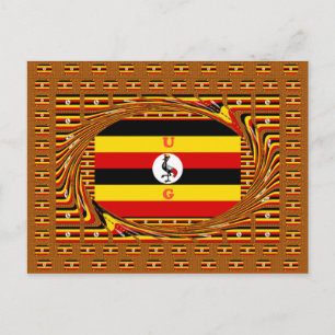 Postal Vibrante arte inspirado en la bandera de Uganda