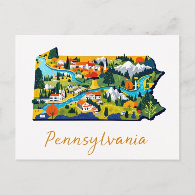Postal Vibrante arte paisajístico de Pennsylvania (Anverso)