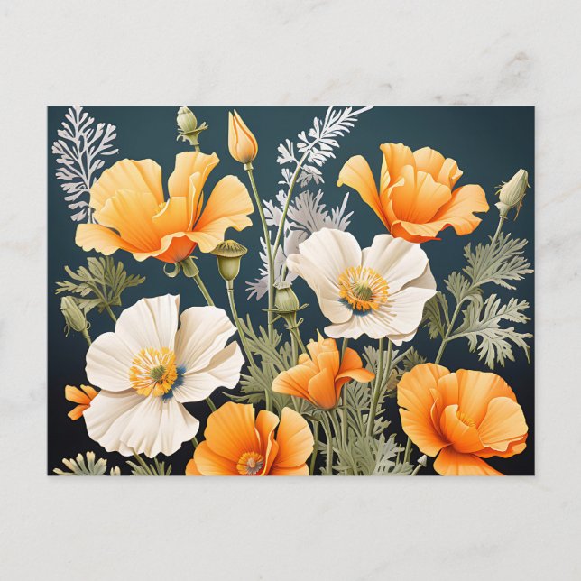 Postal Vibrante California Poppy Botanical (Anverso)