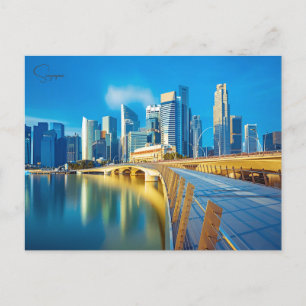 Postal Vibrante ciudad de viajes Singapur retro