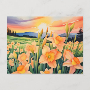Postal Vibrante Daffodil Meadow