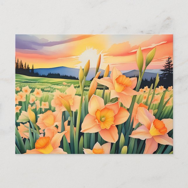 Postal Vibrante Daffodil Meadow (Anverso)