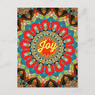 Postal Vibrante diseño "Alegría" del Kaleidoscopio Rojo