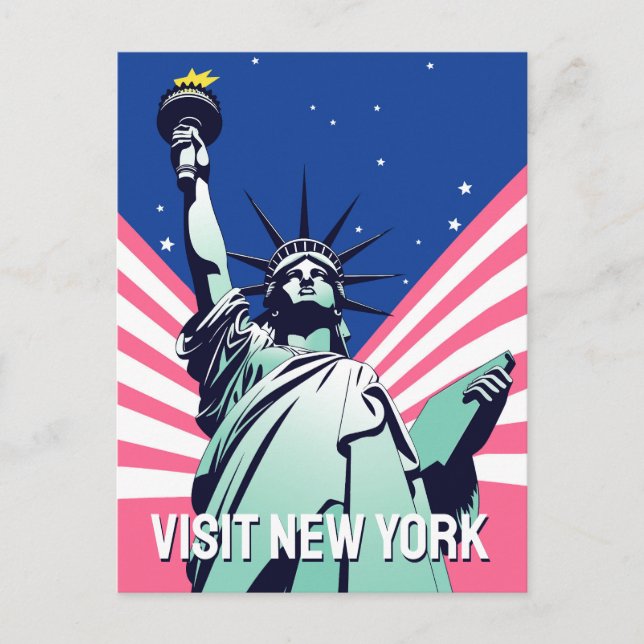 Postal Vibrante Estatua de la Libertad en Estados Unidos  (Anverso)
